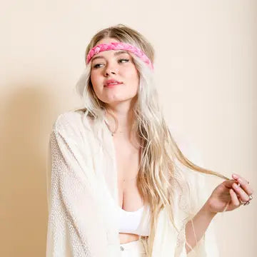 Tie Dye Braided Headband - Pink