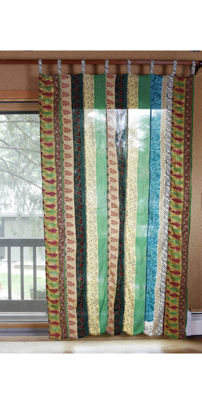 Recycled Sari Patchwork Curtain Panel (54" x 86") in Assorted Prints