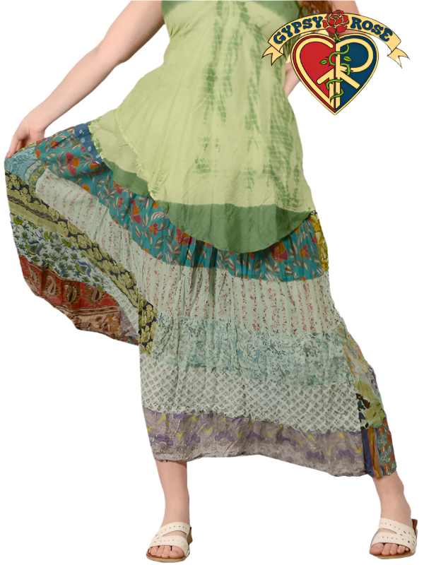 Swing Town Overdyed Tiered Cotton Skirt