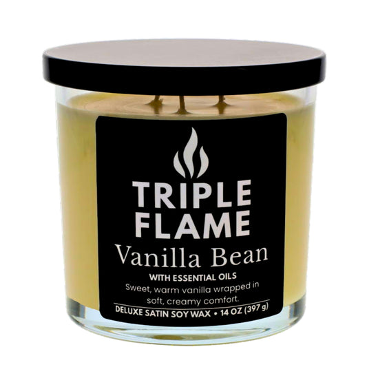 Triple Flame Candle Soy Wax for Home Scented, 14oz.