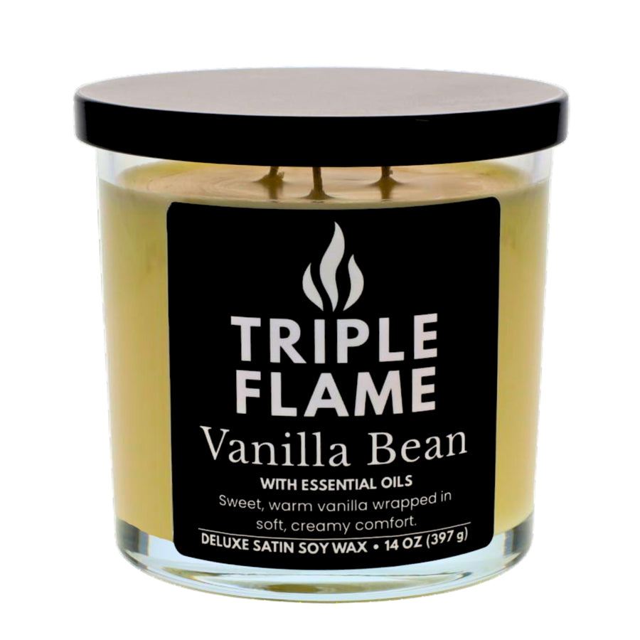 Triple Flame Candle Soy Wax for Home Scented, 14oz.