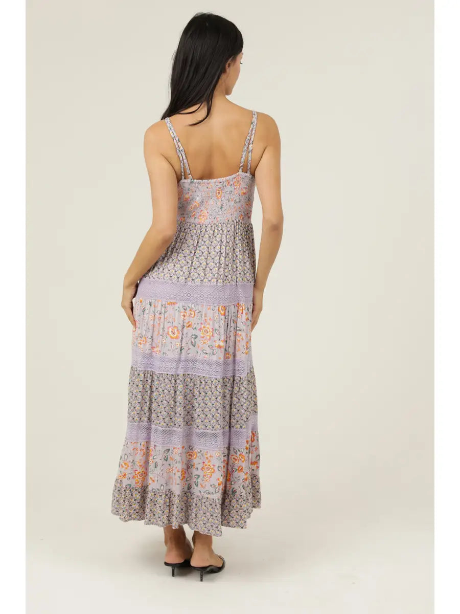 Lavender Mist Mixed Floral Maxi Dress