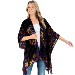 Bohemian Burnout Velvet Kimono in Purple
