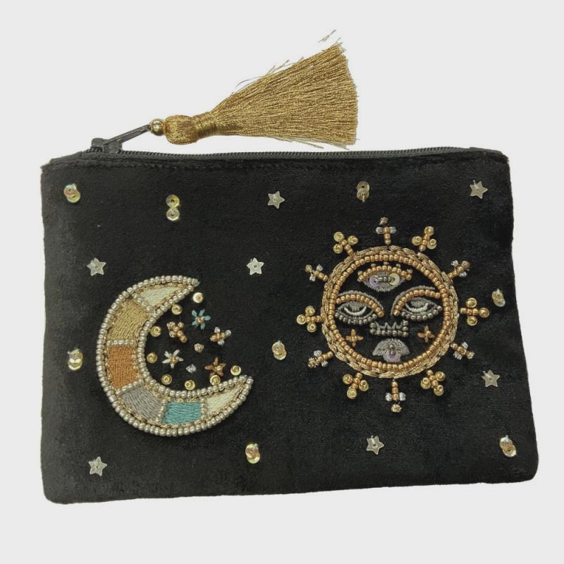 Sun and Moon Black Coin Purse