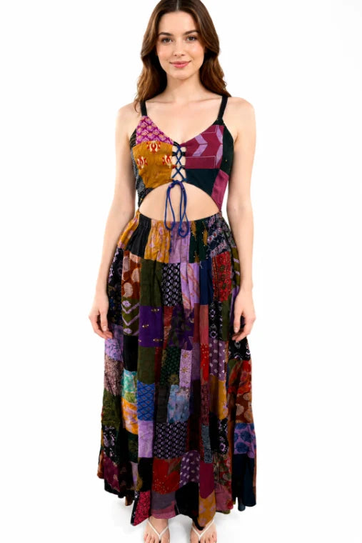 Handmade Lace-Up Maxi Dress