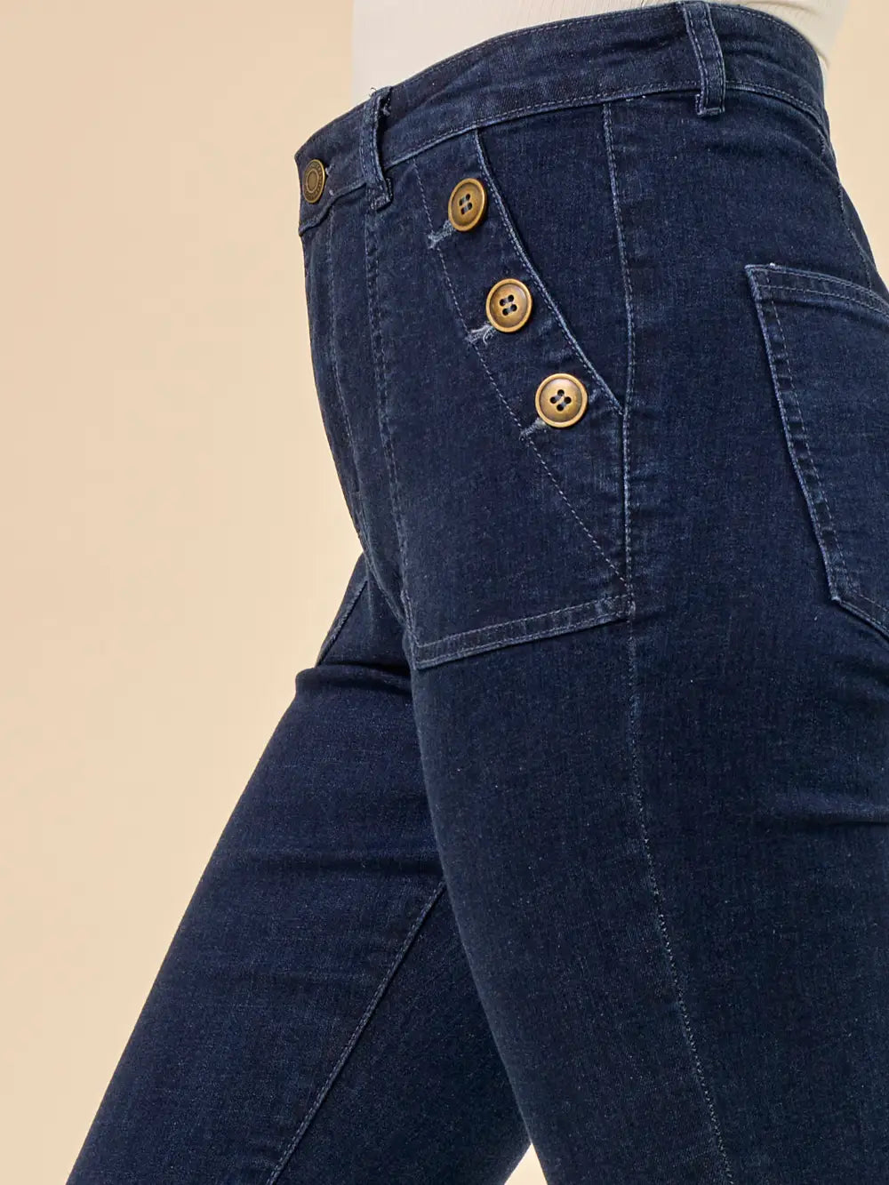 High Waisted Sailor Flare Jeans in Dark Wash