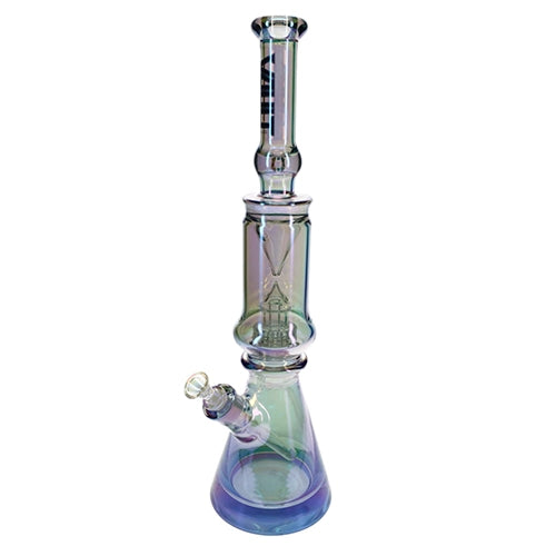 Vault Glass Iridescent Showerhead Perc Beaker Waterpipe - 18.5"