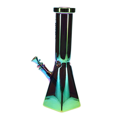 Vault Glass Iridescent Diamond Cut Beaker Water Pipe - 12"