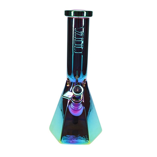 Vault Glass Iridescent Diamond Cut Beaker Water Pipe - 12"