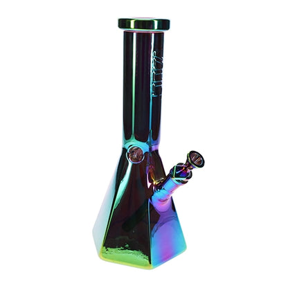 Vault Glass Iridescent Diamond Cut Beaker Water Pipe - 12"