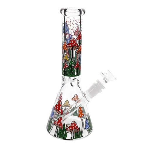Glow in the Dark Mushroom Decal Beaker - 10"