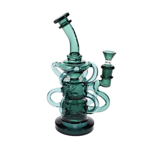 Vault Glass Full Color Recycler w/ 10 Arm Wheel Perc Rig - 9.5"