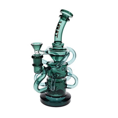 Vault Glass Full Color Recycler w/ 10 Arm Wheel Perc Rig - 9.5"