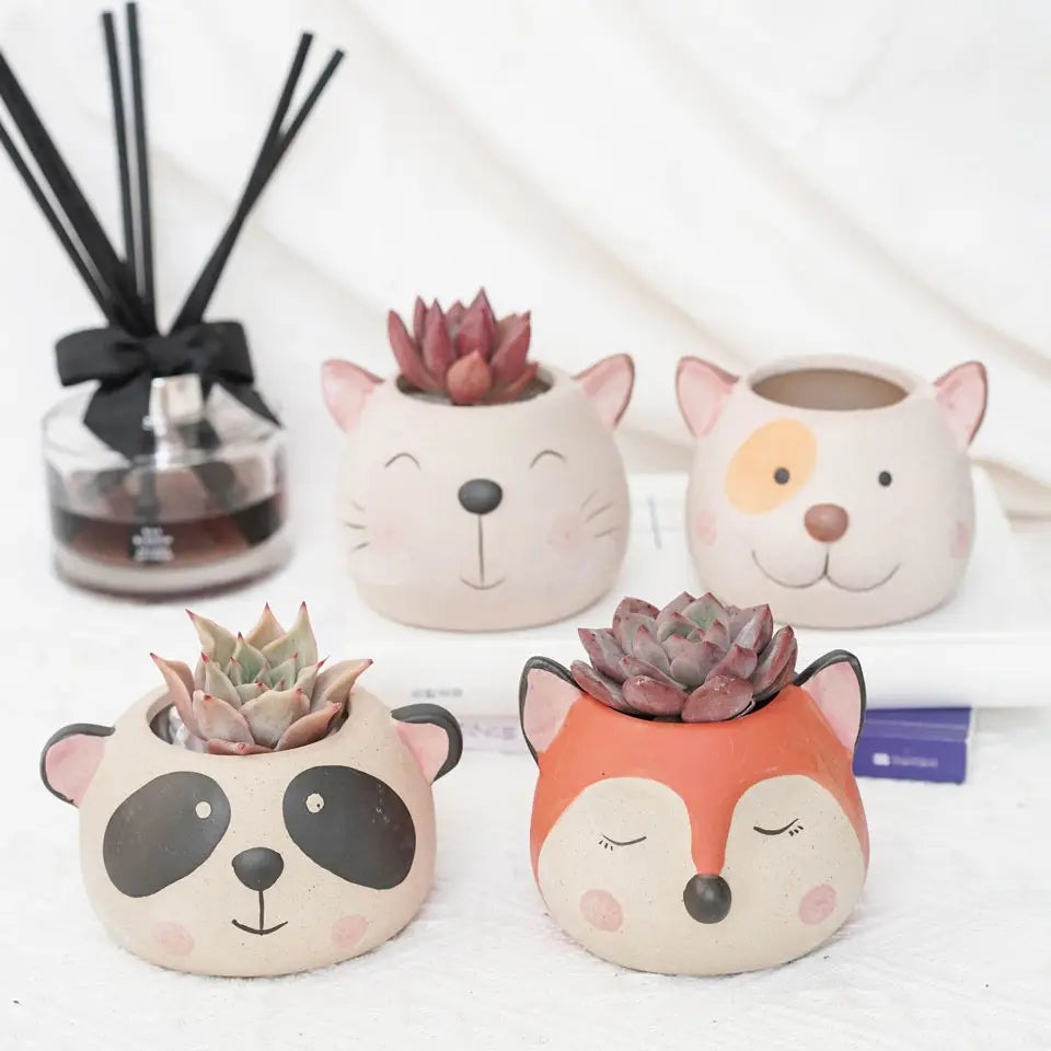 Animal Face Ceramic Planter (Assorted)