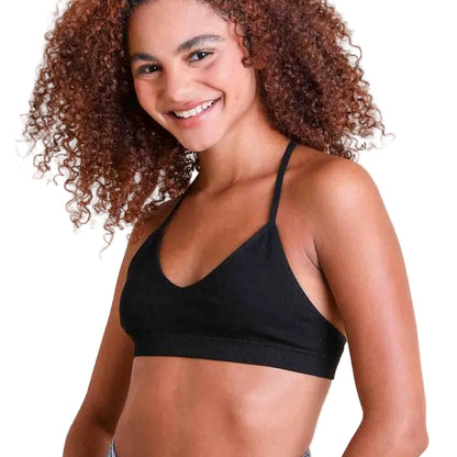Celestial Moon Embroidered Mesh Black Bralette