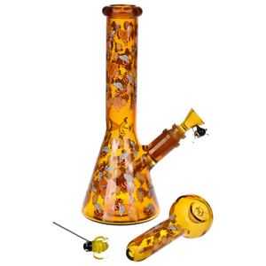 Pulsar Greatest Hits Series 10" Glow Water Pipe & Hand Pipe Set - Beez