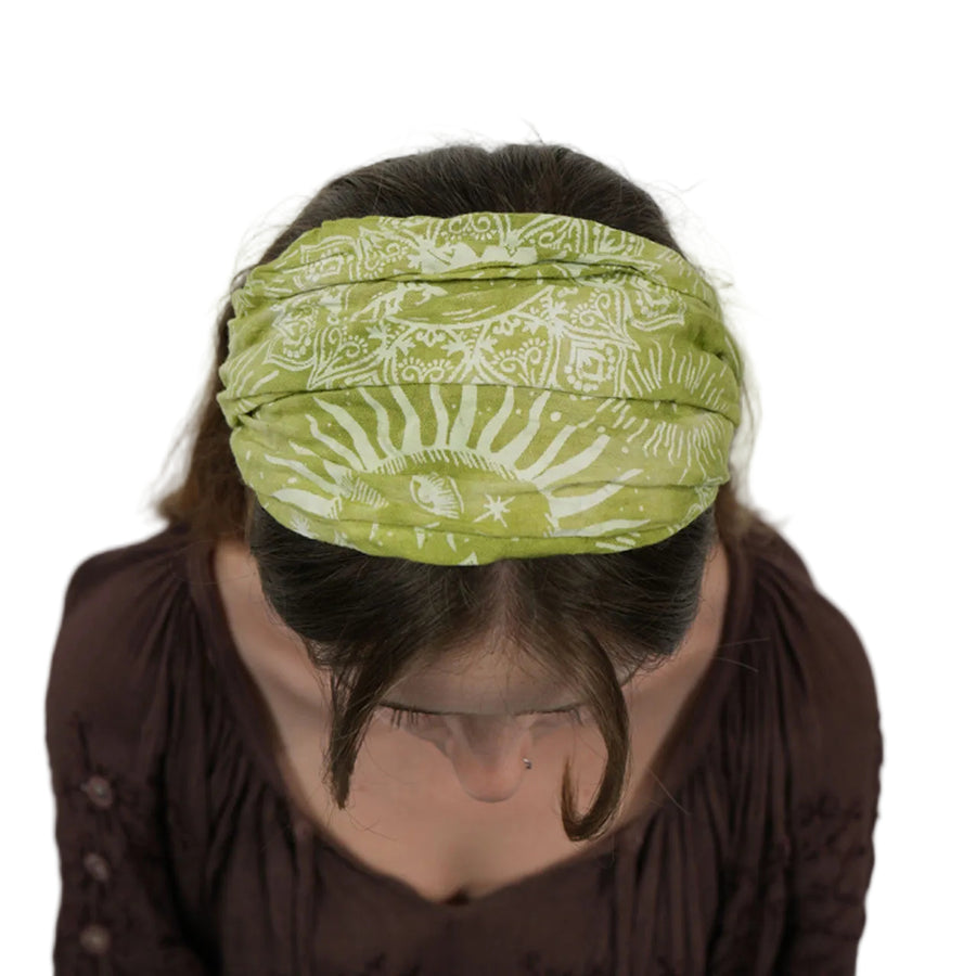 Starstruck Celestial Print Tie Dye Headband in Green