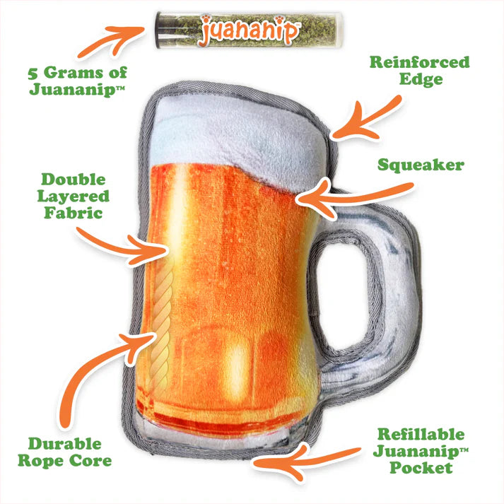 Doggijuana Tuffer Chewer Beer Mug Refillable Dog Toy
