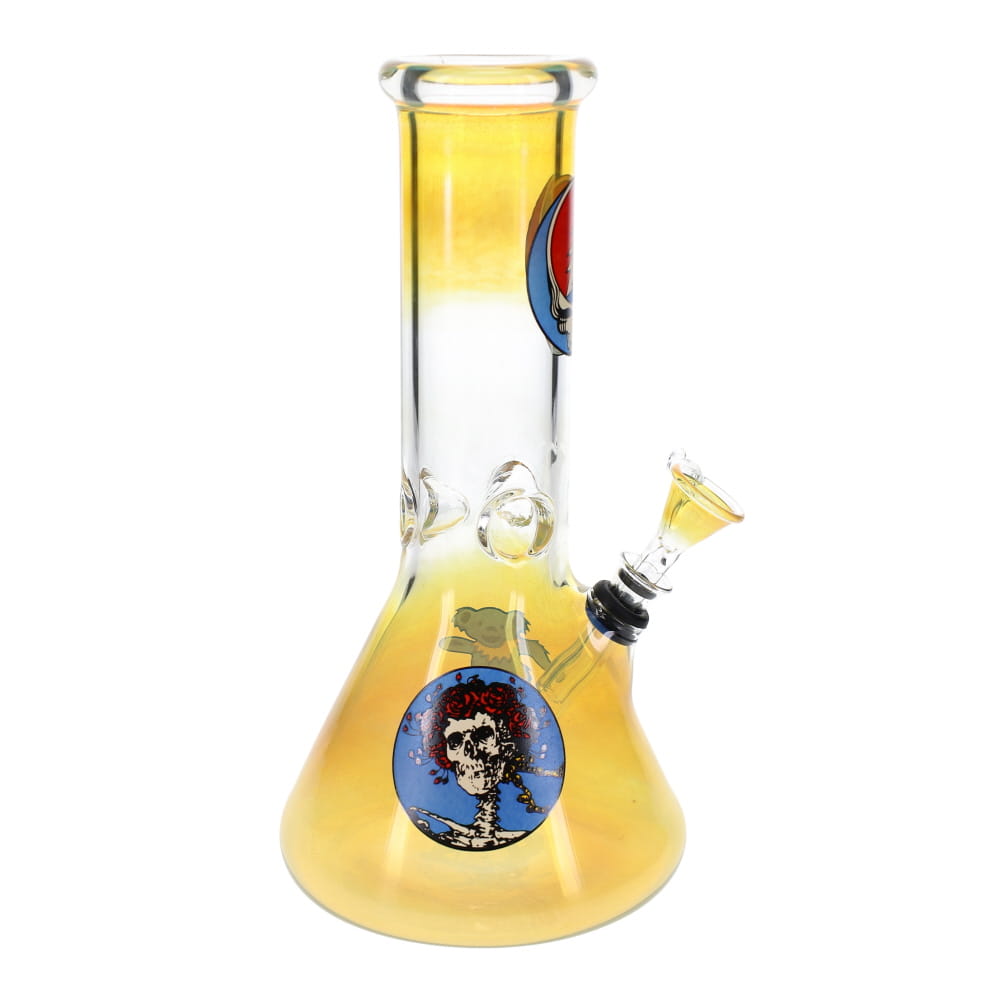 10" 50mm Fumed Grateful Dead Decal Beaker with Grommet