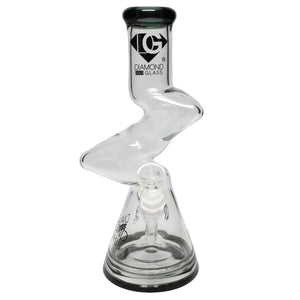 Diamond Glass 12" Color Rim Zig Zag Beaker