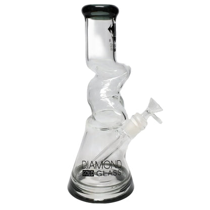 Diamond Glass 12" Color Rim Zig Zag Beaker