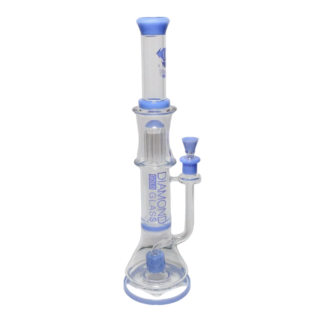 Diamond Glass 18" Color Rim Tree & Honeycomb Orb Perc Tube