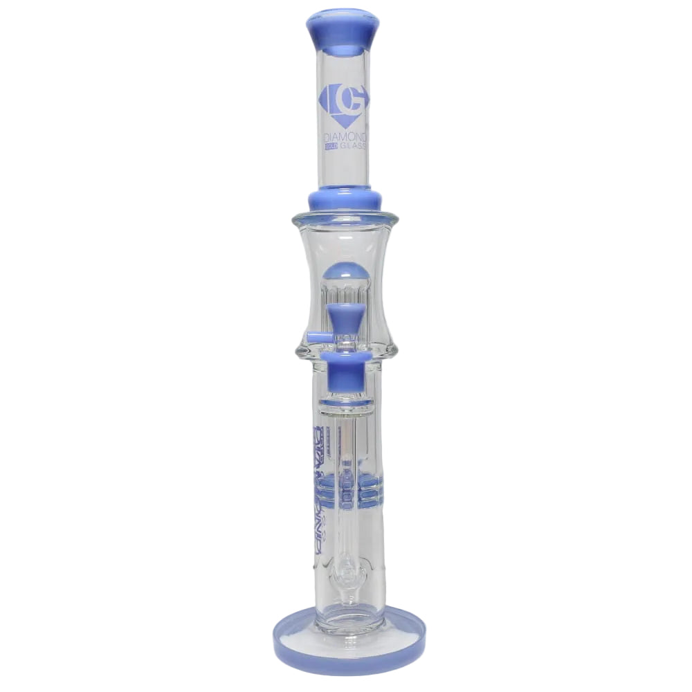 Diamond Glass 18" Color Rim Tree & Incycler Brick Stack Perc Tube