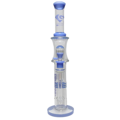 Diamond Glass 18" Color Rim Tree & Incycler Brick Stack Perc Tube