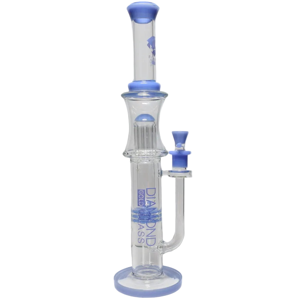 Diamond Glass 18" Color Rim Tree & Incycler Brick Stack Perc Tube