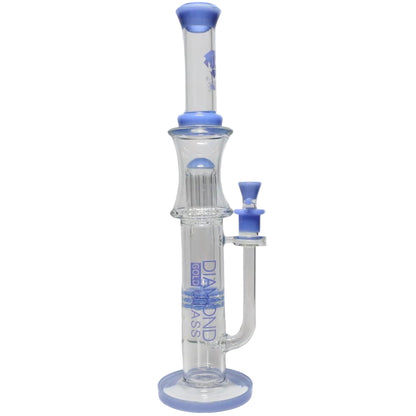 Diamond Glass 18" Color Rim Tree & Incycler Brick Stack Perc Tube