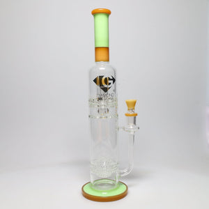 Diamond Glass 16" Color Rim Honeycomb Orb & Brick Stack Perc Tube