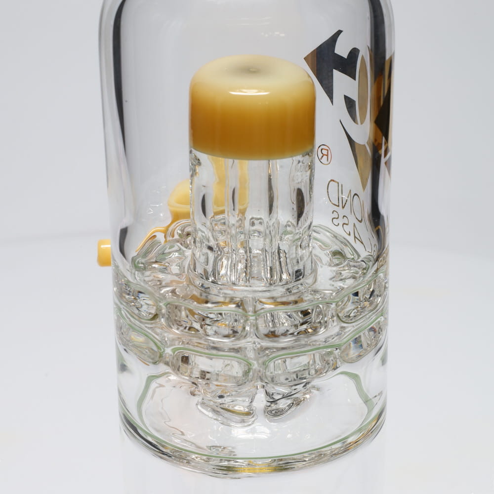 Diamond Glass 16" Color Rim Honeycomb Orb & Brick Stack Perc Tube