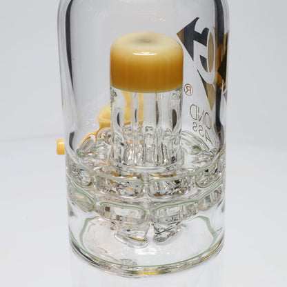 Diamond Glass 16" Color Rim Honeycomb Orb & Brick Stack Perc Tube