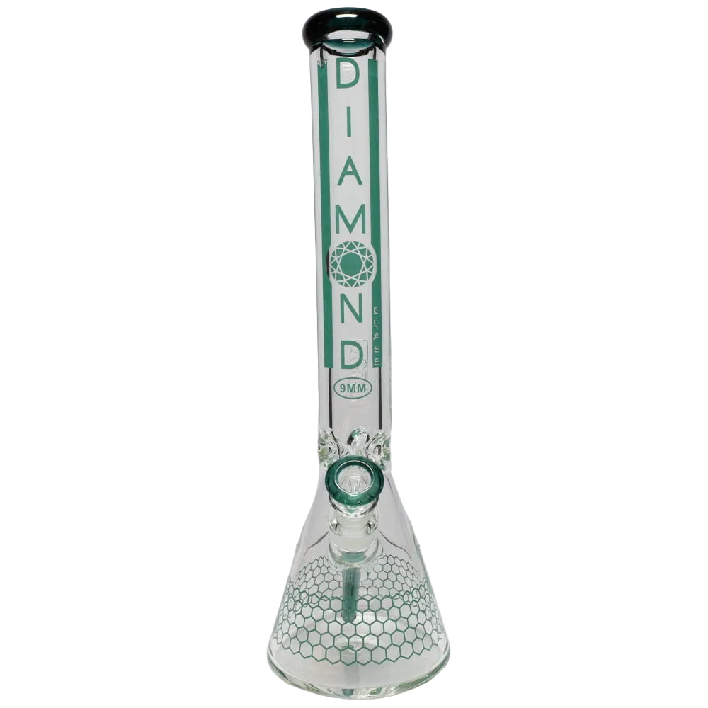 Diamond Glass 18" Color Rim Honeycomb Decal Beaker - 9mm Thick