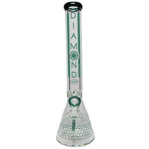 Diamond Glass 18" Color Rim Honeycomb Decal Beaker - 9mm Thick