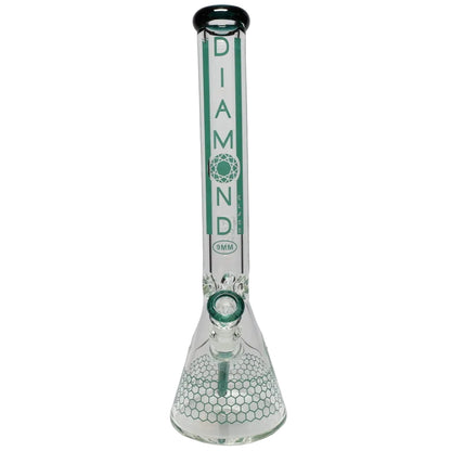 Diamond Glass 18" Color Rim Honeycomb Decal Beaker - 9mm Thick