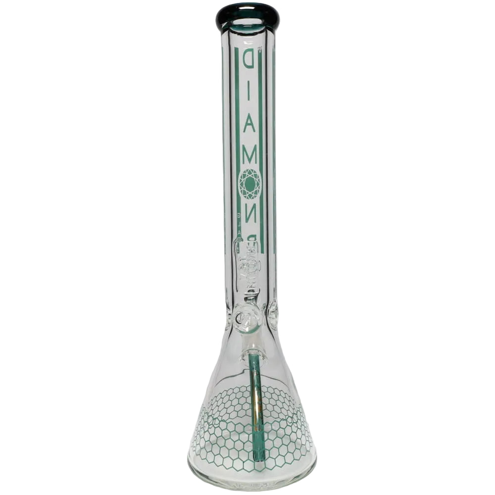 Diamond Glass 18" Color Rim Honeycomb Decal Beaker - 9mm Thick