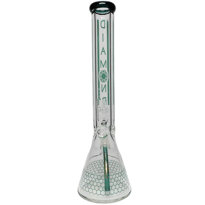Diamond Glass 18" Color Rim Honeycomb Decal Beaker - 9mm Thick