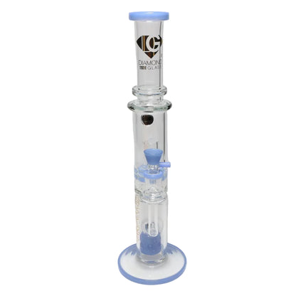 Diamond Glass 16" Color Rim Can & Brick Stack Perc with Marble Tube