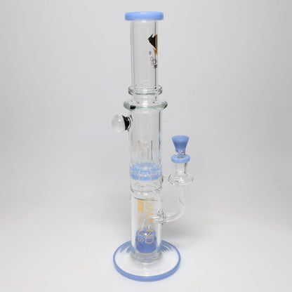 Diamond Glass 16" Color Rim Can & Brick Stack Perc with Marble Tube