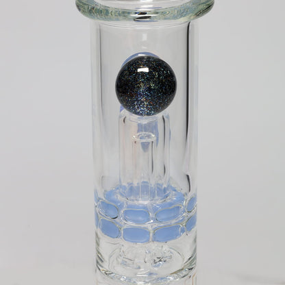 Diamond Glass 16" Color Rim Can & Brick Stack Perc with Marble Tube