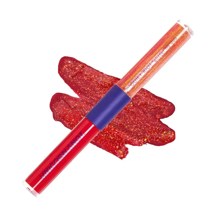 Unicorn Snot Quiet Riot 2in1 Glitter Lip Duo Lip Paint in Red-Clash