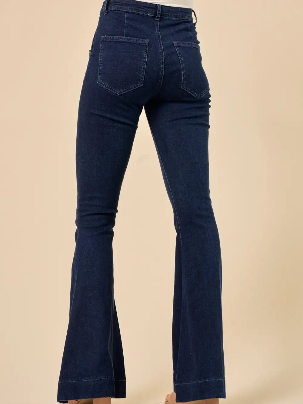 High Waisted Sailor Flare Jeans in Dark Wash