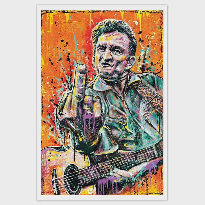Johnny Cash Thank You Nashville Colorful Art Print 12 X 18"