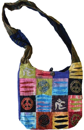 Nepal Razor Cut Patchwork Peace Crossbody Bag