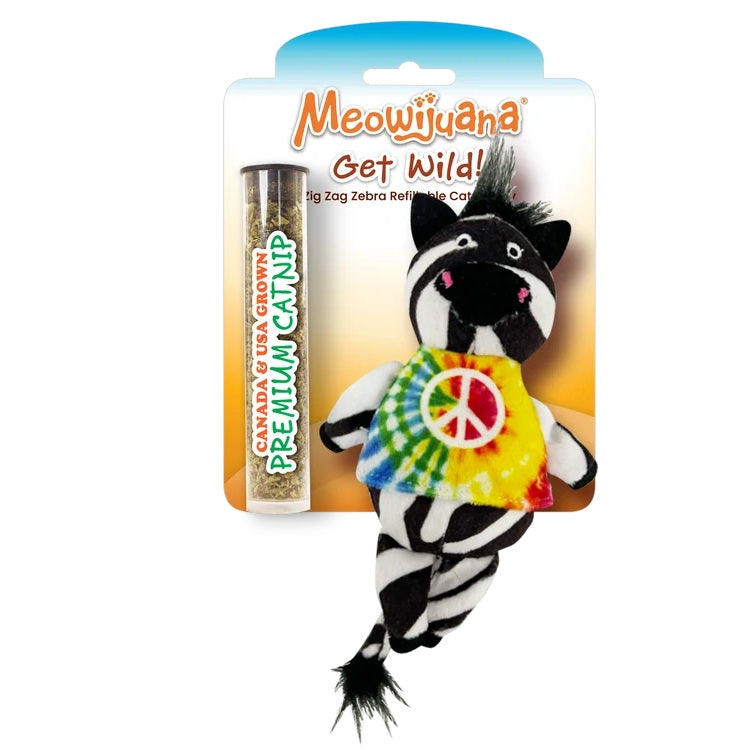 Meowijuana Get Wild Zig Zag Zebra Refillable Cat Toy