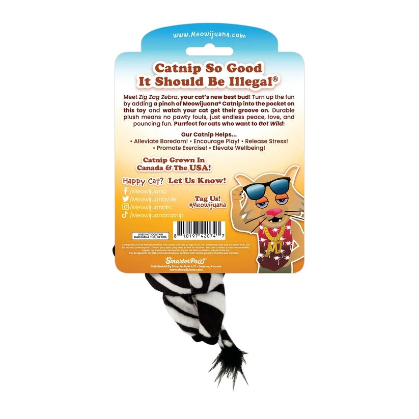 Meowijuana Get Wild Zig Zag Zebra Refillable Cat Toy