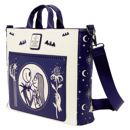 Loungefly The Nightmare Before Christmas Jack Skellington & Sally Night Sky Convertible Backpack and Tote Crossbody Bag