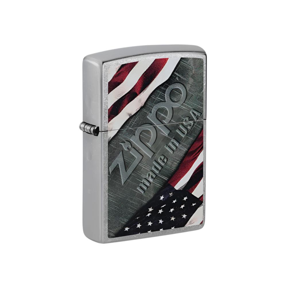 Zippo Lighter American Flag & Metal Street Chrome SALE