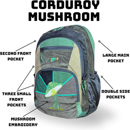 Big Corduroy Daypack with Mushrooms